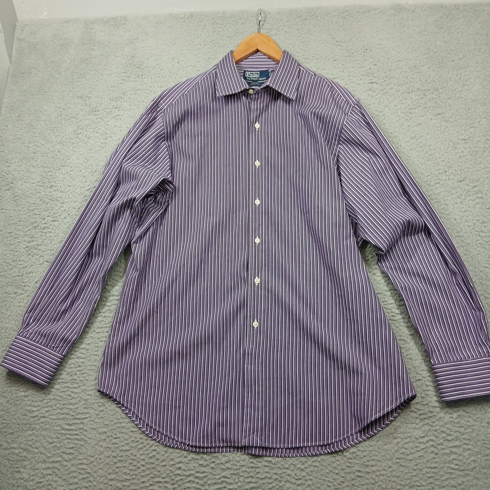 Polo Ralph Lauren Durham Classic‎ Fit Men's 16.5 34/35 Dress Shirt Purple Stripe